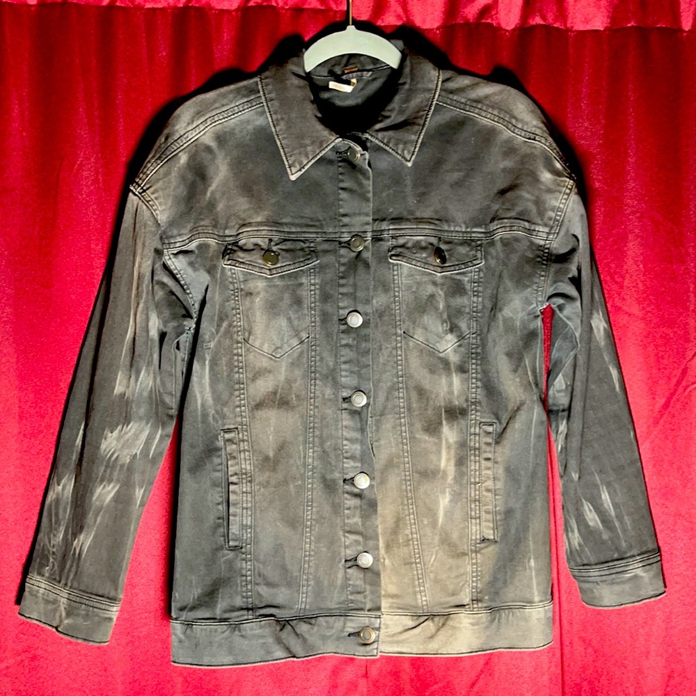 Free People black stone washed cotton demon jacket
